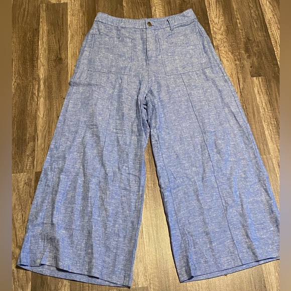 Zara Sky Blue Linen blend trousers - Picture 8 of 14